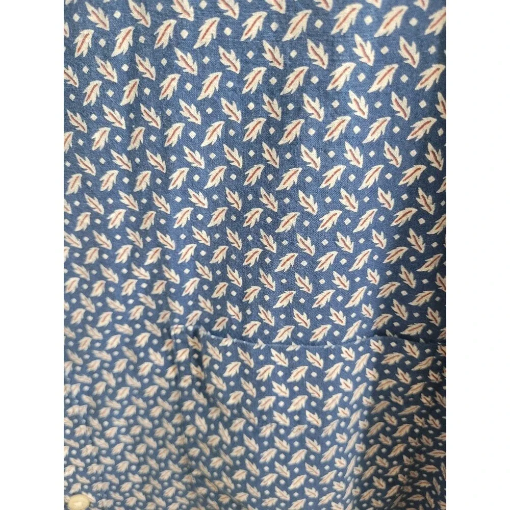 J.Crew Secret Wash Shirt XL Blue Print Organic Cotton Short Sleeve Button Up - Picture 4 of 7